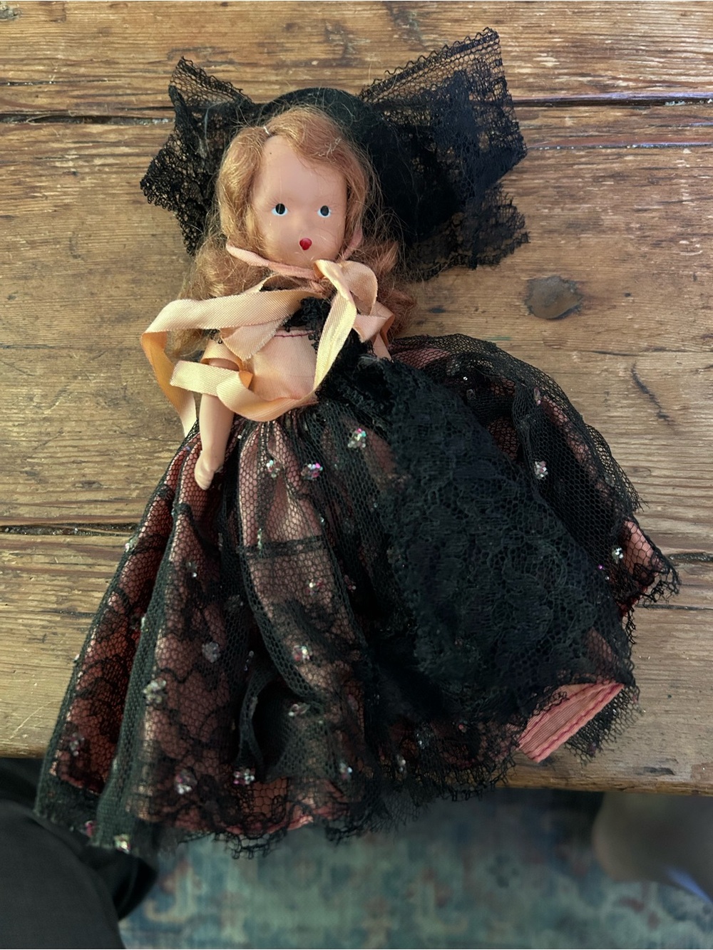 Vintage Nancy Ann Black Lace Doll